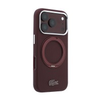 Калъф Lacoste за iPhone 18 Pro Max, PVC Petit Pique MagSafe Case with Ring Stand - Бордо