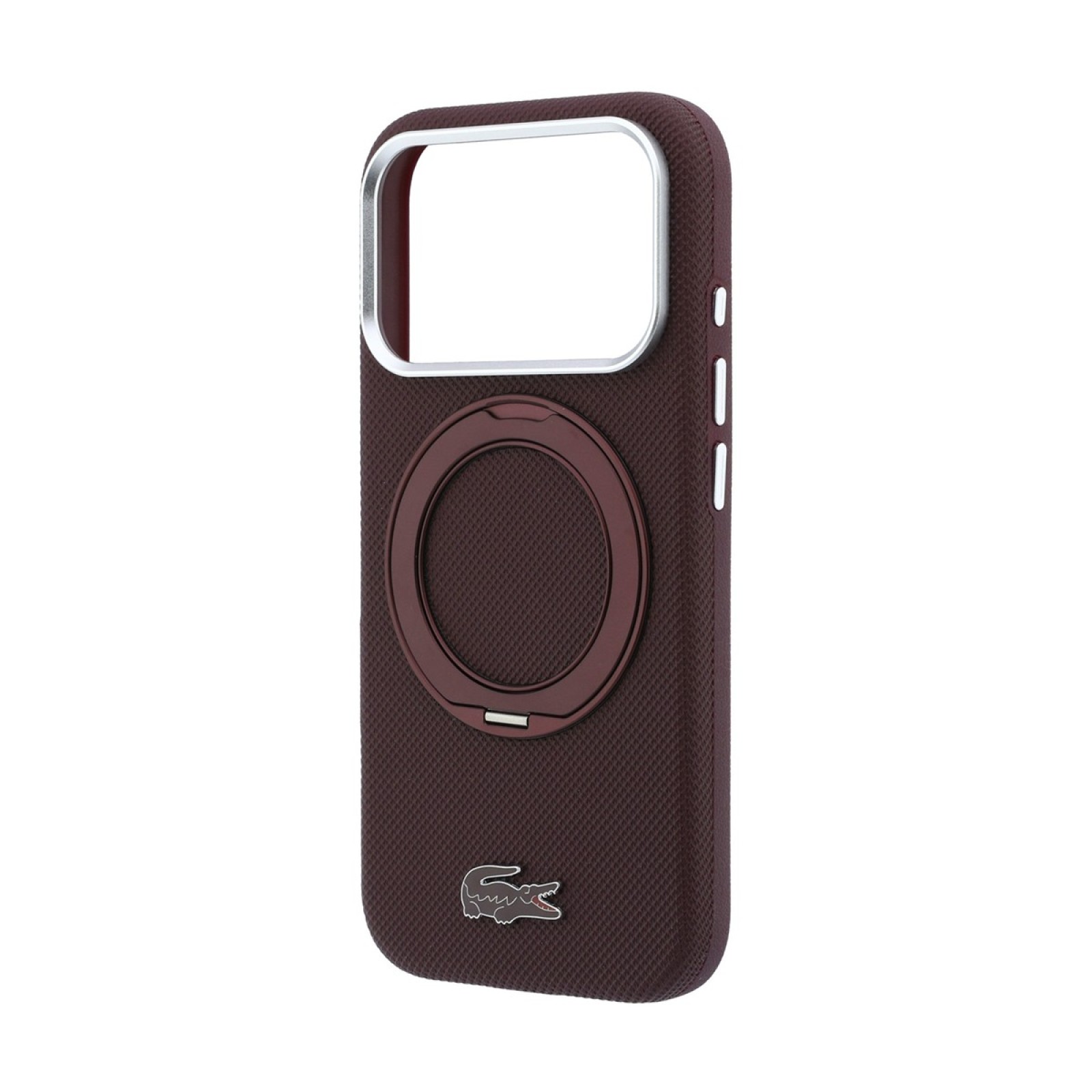 Калъф Lacoste за iPhone 18 Pro Max, PVC Petit Pique MagSafe Case with Ring Stand - Бордо