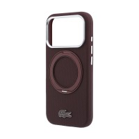 Калъф Lacoste за iPhone 18 Pro Max, PVC Petit Pique MagSafe Case with Ring Stand - Бордо