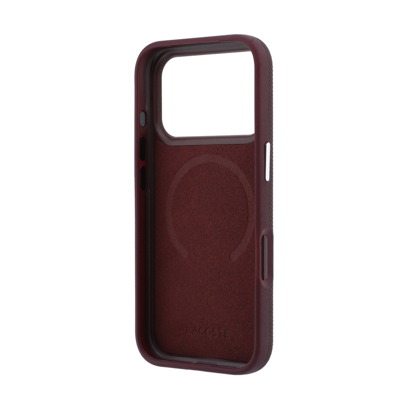 Калъф Lacoste за iPhone 18 Pro Max, PVC Petit Pique MagSafe Case with Ring Stand - Бордо