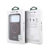 Калъф Lacoste за iPhone 18 Pro Max, PVC Petit Pique MagSafe Case with Ring Stand - Бордо