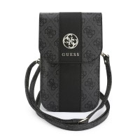 Калъф за телефон Guess Phone Pouch PU Round 4G, Classic Logos Stripe with Strap - Черен
