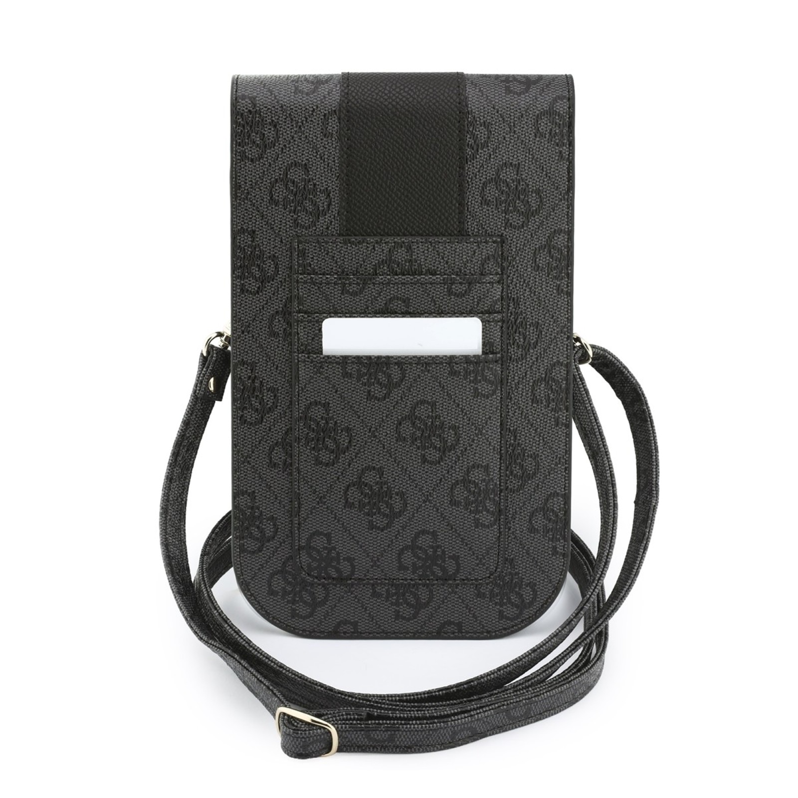 Калъф за телефон Guess Phone Pouch PU Round 4G, Classic Logos Stripe with Strap - Черен