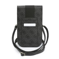 Калъф за телефон Guess Phone Pouch PU Round 4G, Classic Logos Stripe with Strap - Черен