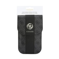 Калъф за телефон Guess Phone Pouch PU Round 4G, Classic Logos Stripe with Strap - Черен