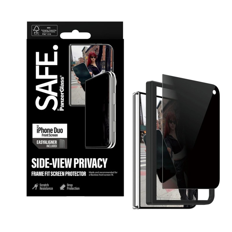 Стъклен протектор SAFE за Apple iPhone Duo, 2-Way Privacy Sub Screen, Ultra-Wide Fit