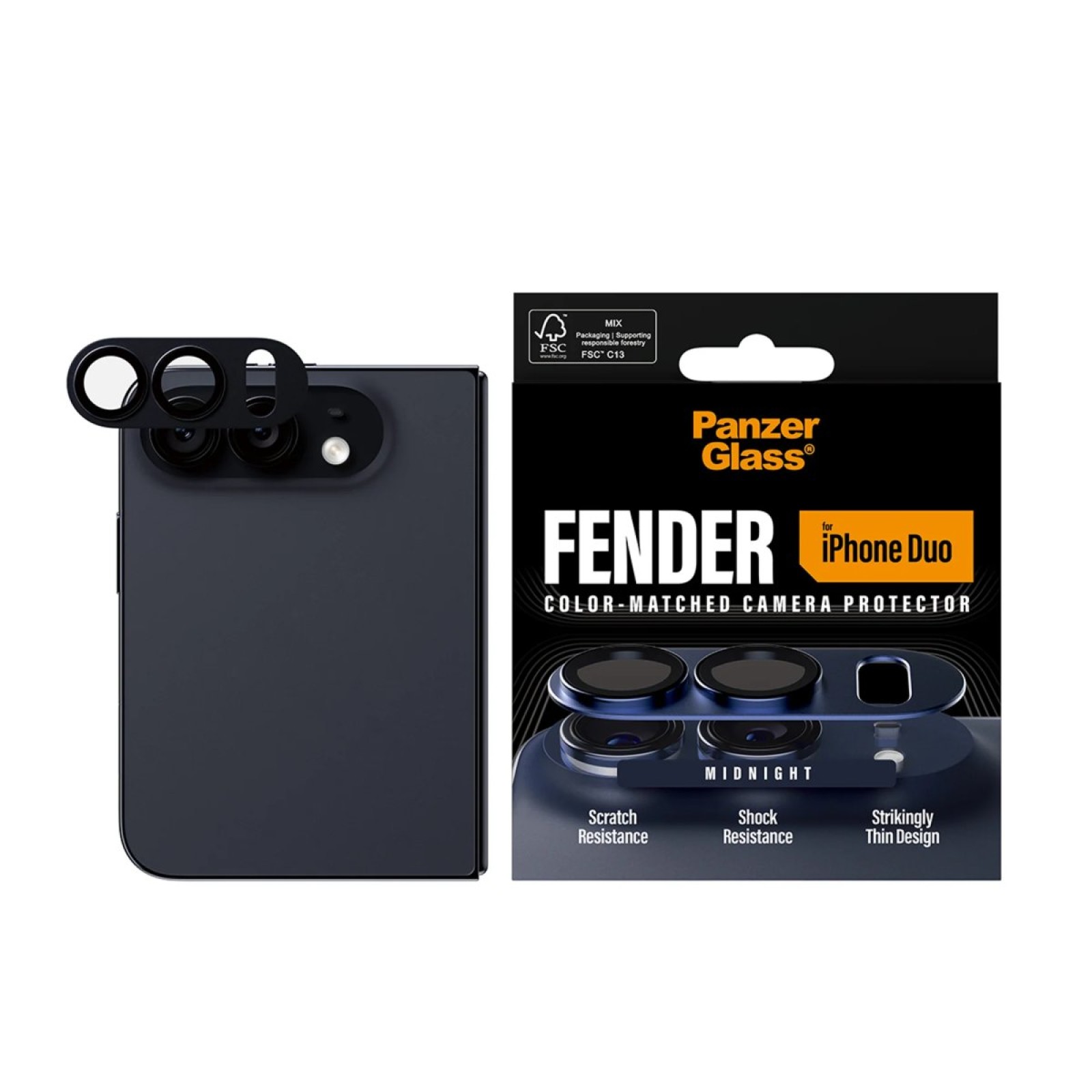 Протектор за камера PanzerGlass за Apple iPhone Duo, Fender, Тъмносин - Протектори за iPhone Duo | Phoneplay.bg