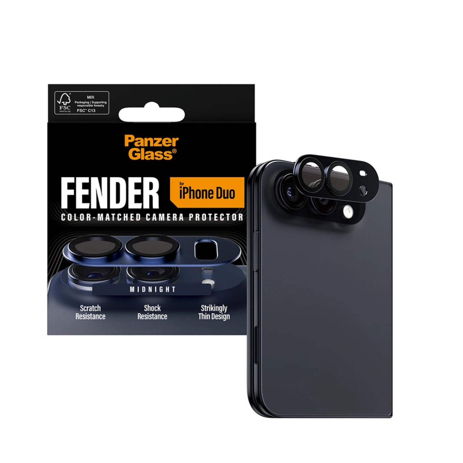 Протектор за камера PanzerGlass за Apple iPhone Duo, Fender, Тъмносин - Протектори за iPhone Duo | Phoneplay.bg