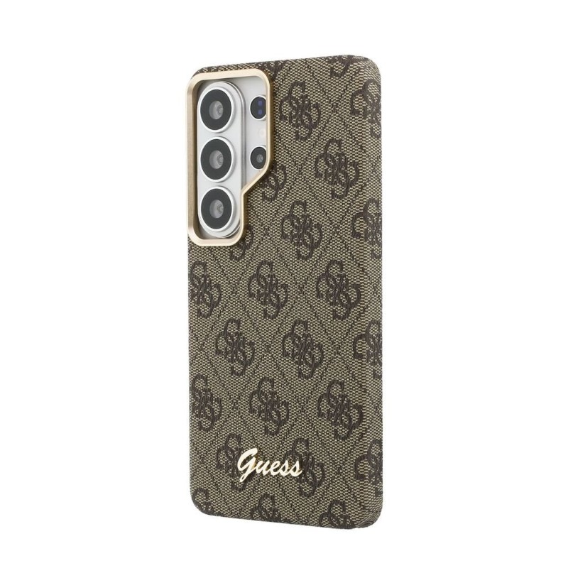 Гръб Guess за Samsung Galaxy S26 Ultra, PU, 4G, Script Metal Logo, Magnetic Case, Кафяв - Калъфи за Samsung Galaxy S26 Ultra | Phoneplay.bg