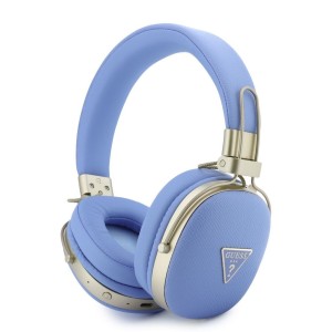 Bluetooth слушалки Guess ENC Grained PU & Triangle Gold Metal Logo, Сини