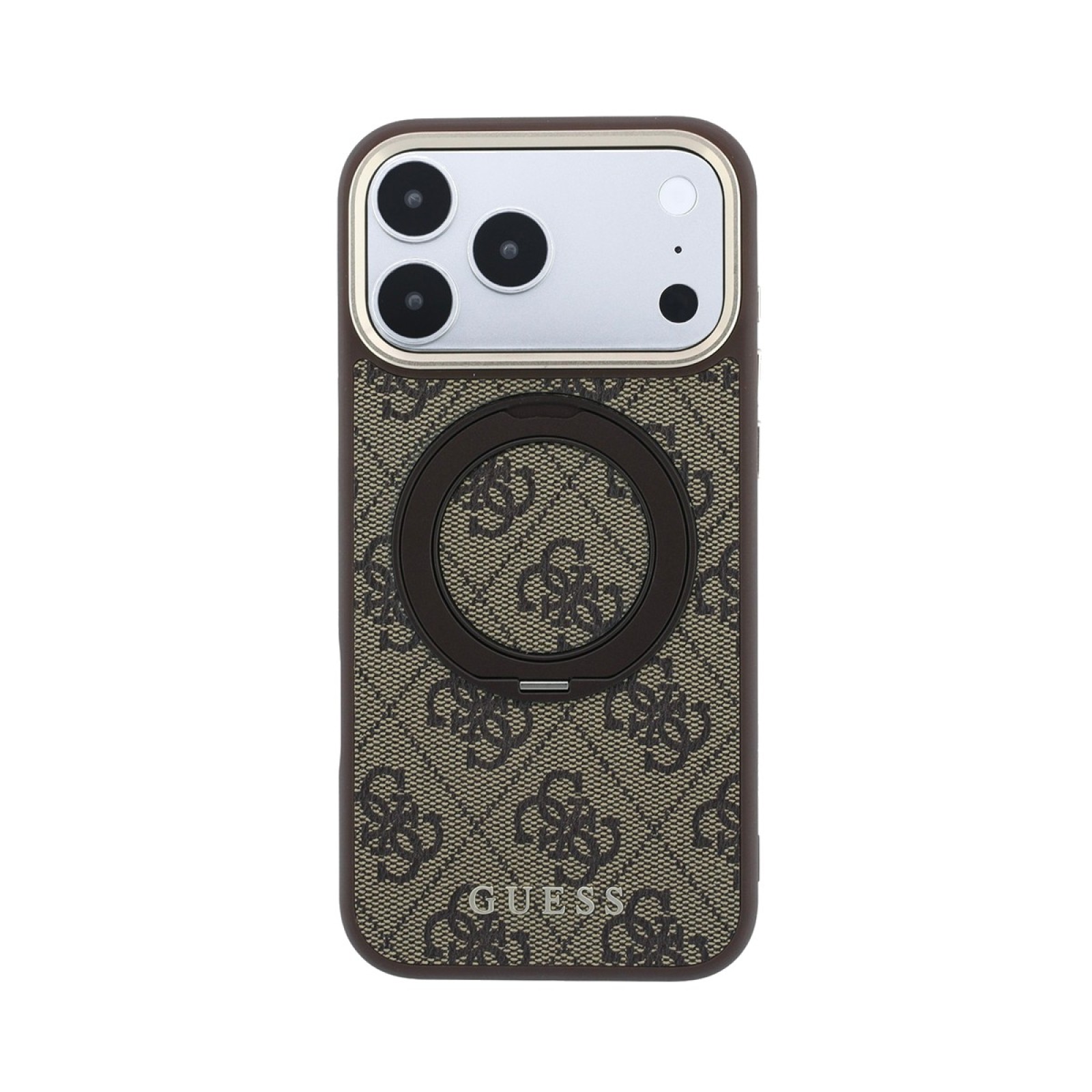 Кейс Guess 4G Ring Stand MagSafe за iPhone 18 Pro / 17 Pro в кафяво
