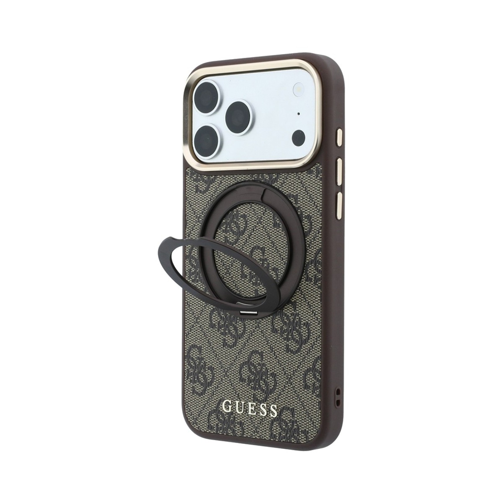 Кейс Guess 4G Ring Stand MagSafe за iPhone 18 Pro / 17 Pro в кафяво