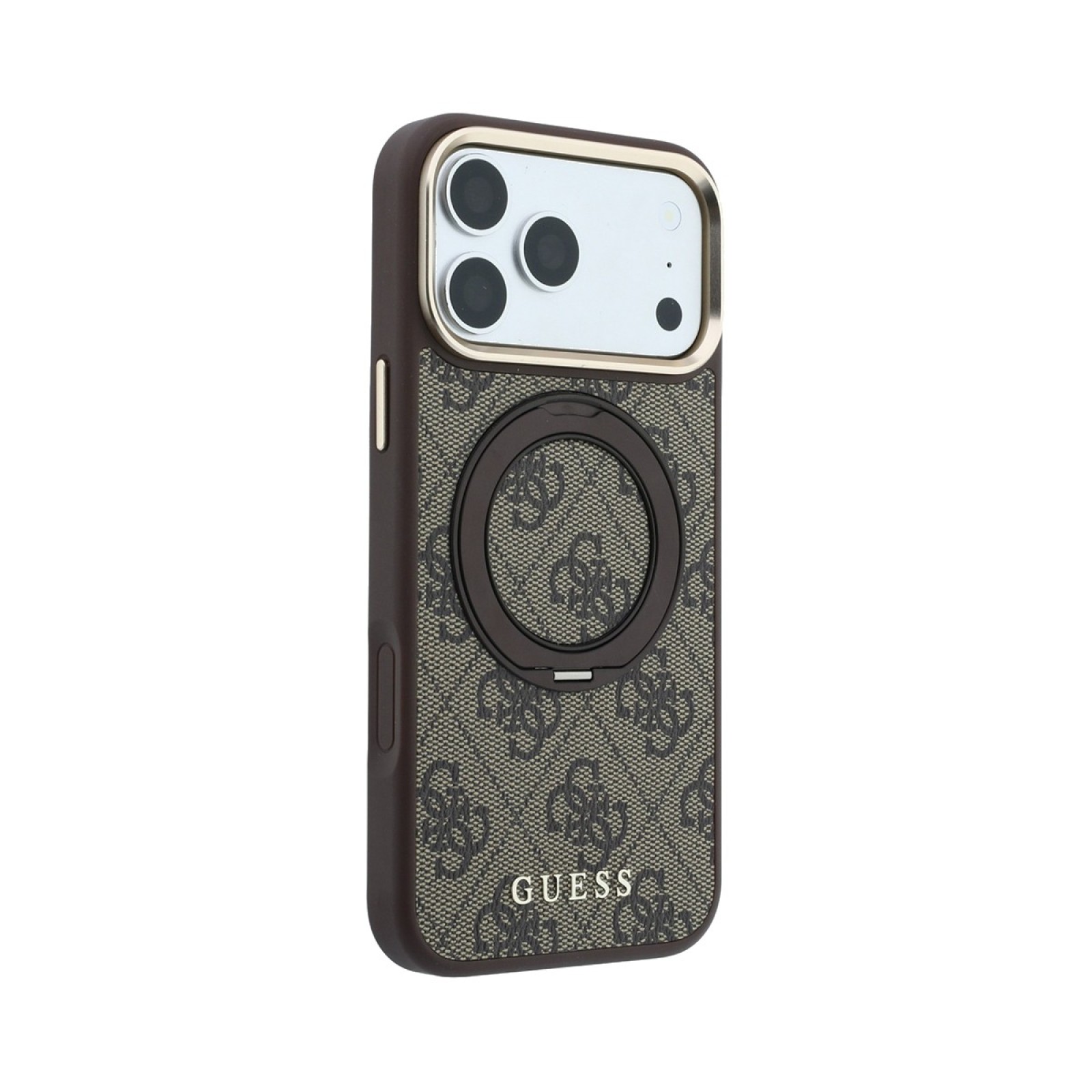 Кейс Guess 4G Ring Stand MagSafe за iPhone 18 Pro / 17 Pro в кафяво