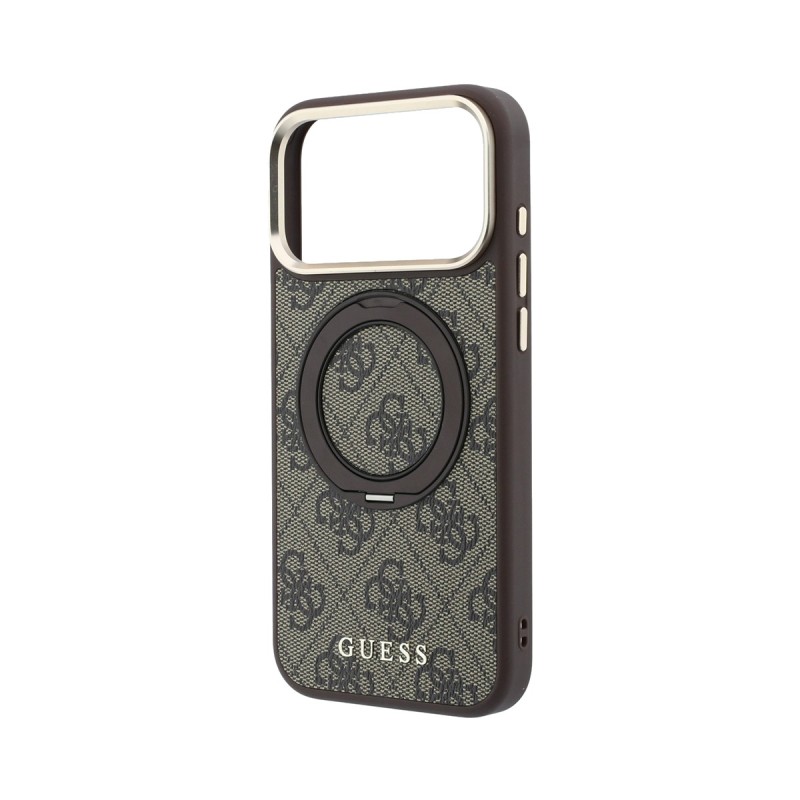 Кейс Guess 4G Ring Stand MagSafe за iPhone 18 Pro / 17 Pro в кафяво