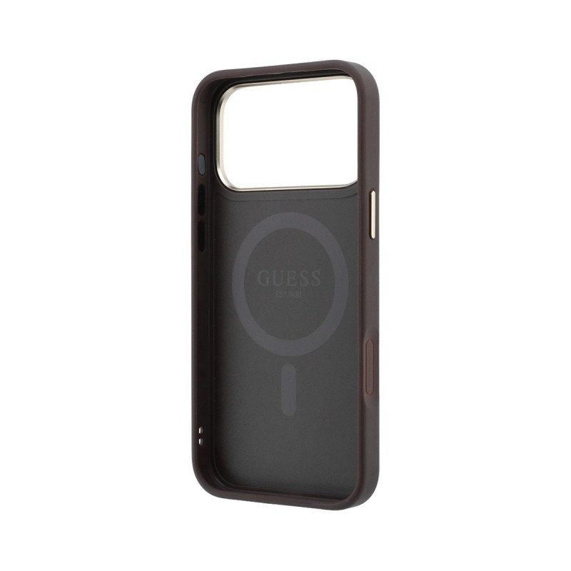 Кейс Guess 4G Ring Stand MagSafe за iPhone 18 Pro / 17 Pro в кафяво
