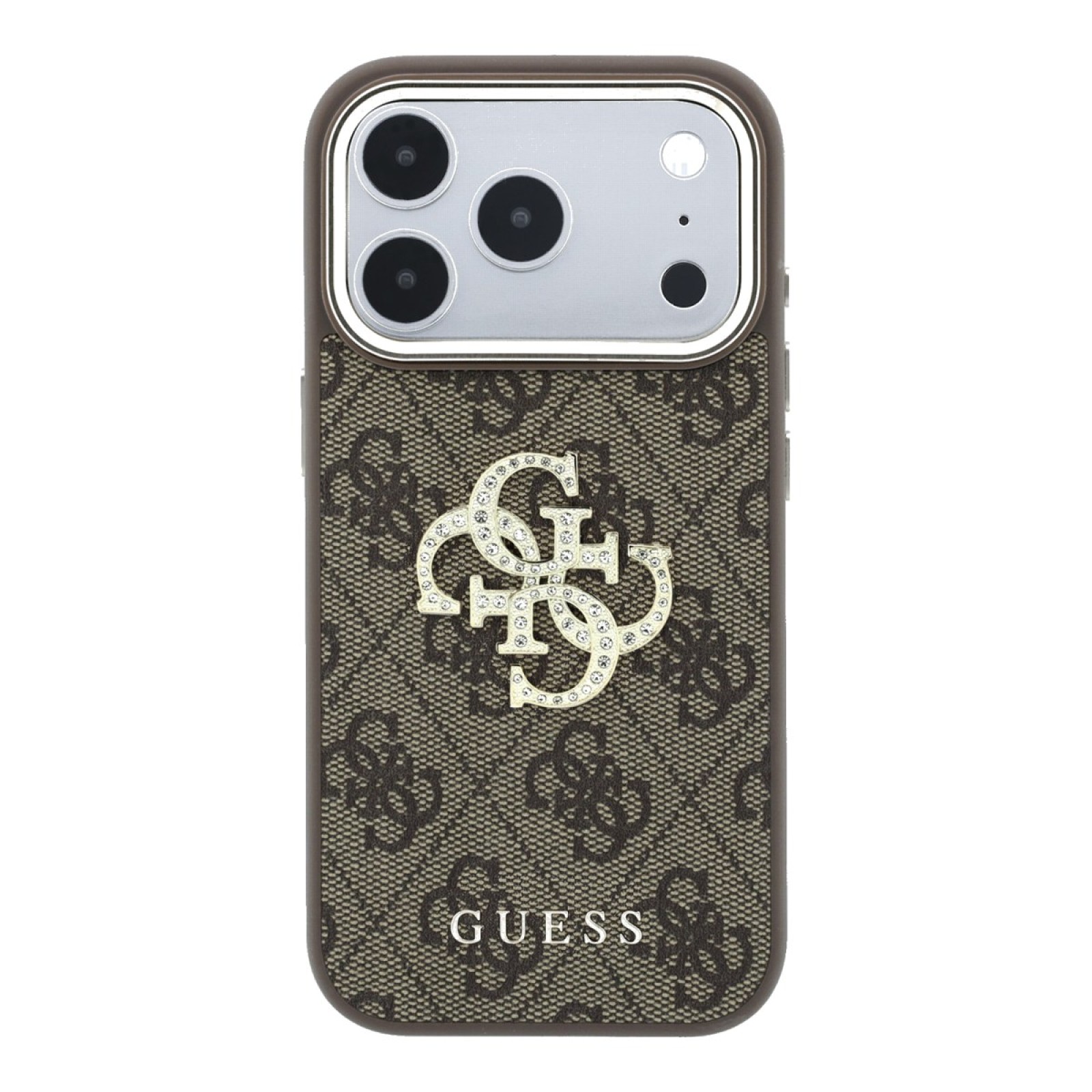 Кейс Guess PU 4G Strass Metal Logo Case за iPhone 18 Pro Max / 17 Pro Max - Кафяв