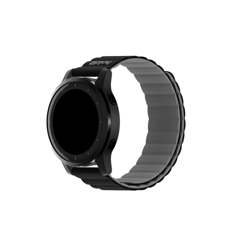 Каишка за часовник Holdit 22 mm, 130-185mm, Magnet, Silicone - Черна/Сива