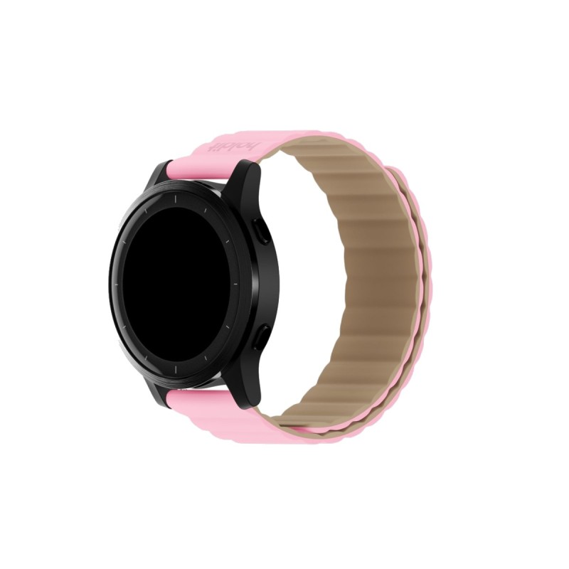Каишка за часовник Holdit 22 mm, 130-185mm, Magnet, Silicone - Розова/Бежова