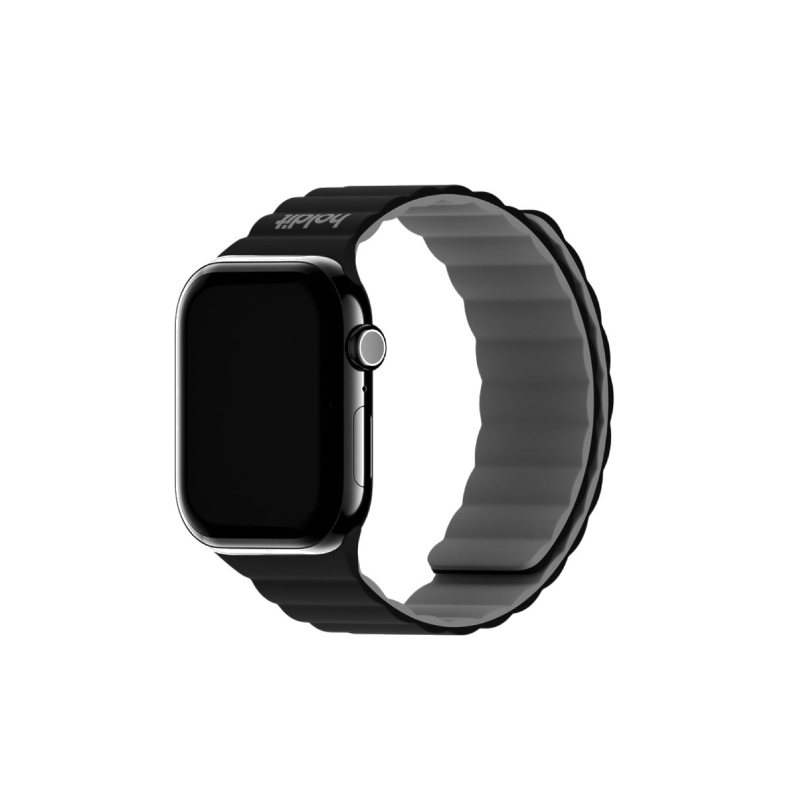Каишка за часовник Holdit за Apple Watch 38/40/41/42 mm, 145-195mm, Magnet, Silicone - Черна/Сива - Каишки за Apple Watch | Phoneplay.bg