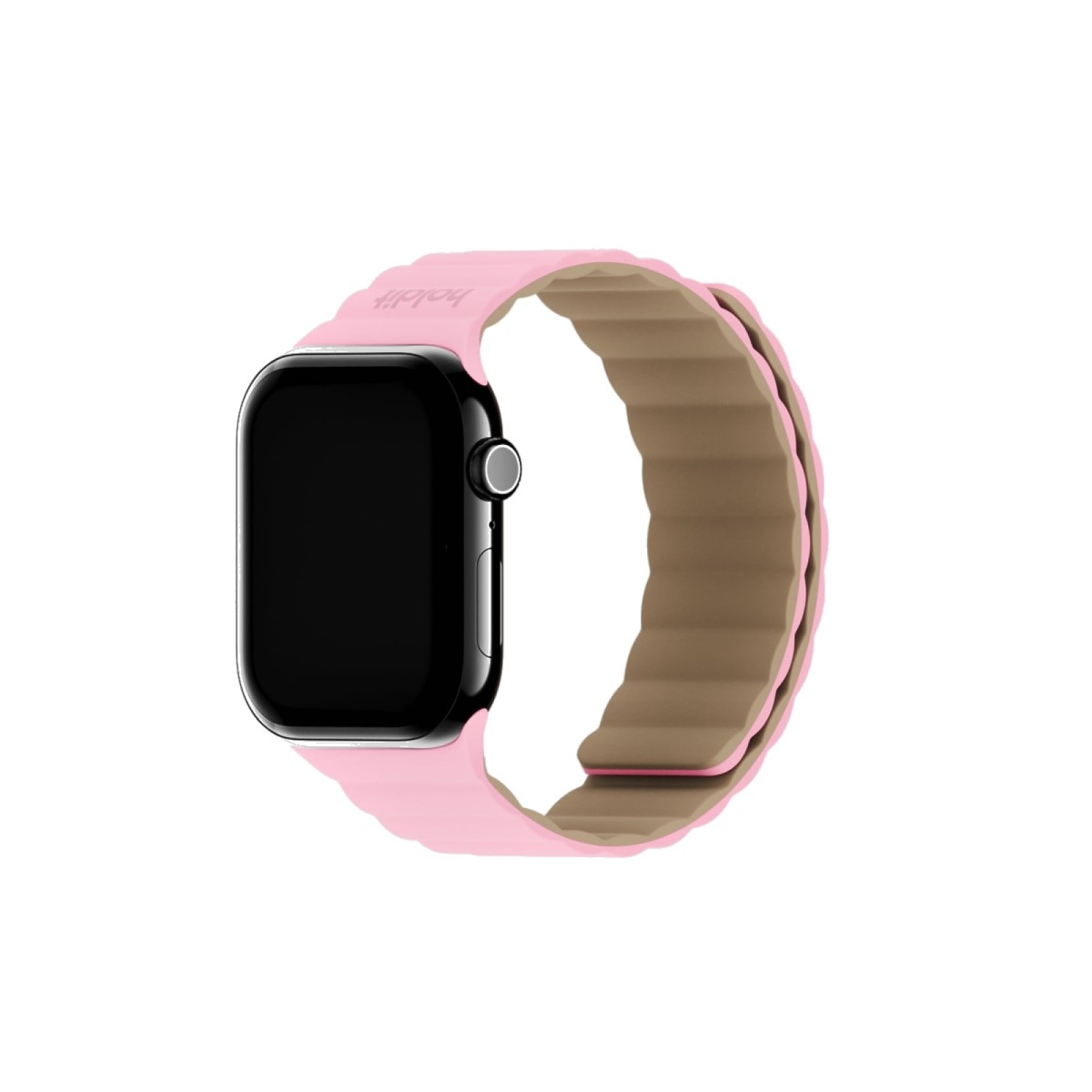 Каишка за часовник Holdit за Apple Watch 38/40/41/42 mm, 145-195mm, Magnet, Silicone - Розова/Бежова - Каишки за Apple Watch | Phoneplay.bg