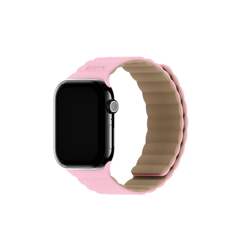 Каишка за часовник Holdit за Apple Watch 38/40/41/42 mm, 145-195mm, Magnet, Silicone - Розова/Бежова