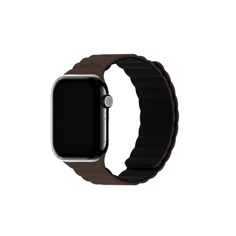 Каишка за часовник Holdit за Apple Watch 42/44/45/46/49 mm, 155-210mm, Magnet, Silicone - Кафява/Черна