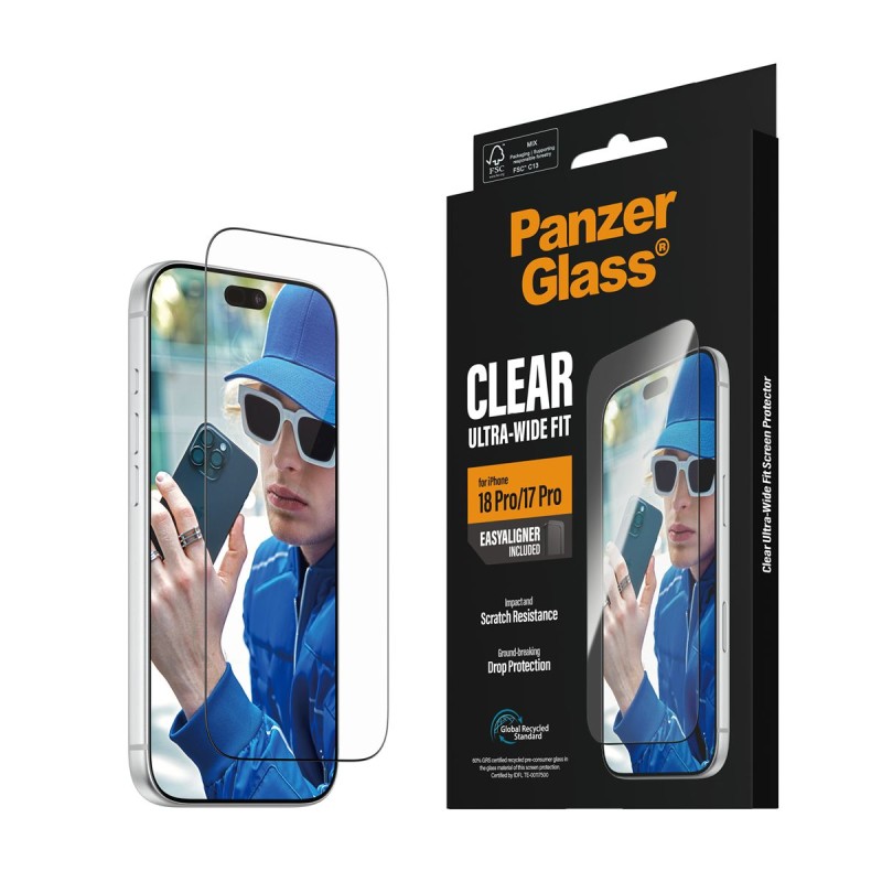 Стъклен протектор PanzerGlass за iPhone 18 Pro/17 Pro, Ultra-Wide Fit w. EasyAligner