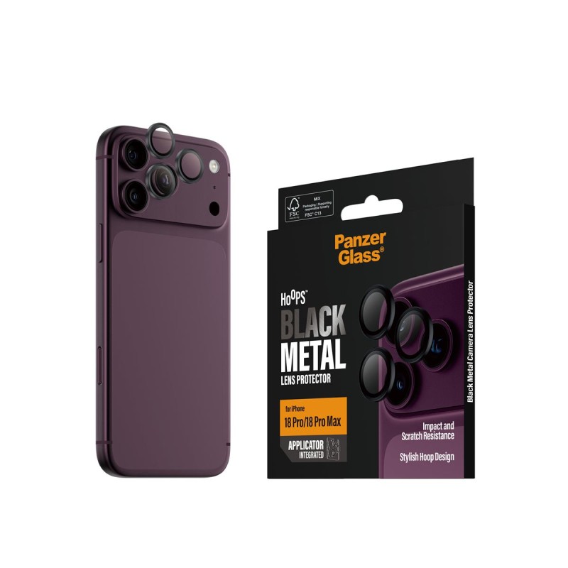 Протектор за камера PanzerGlass Hoops за iPhone 18 Pro/18 Pro Max - Black