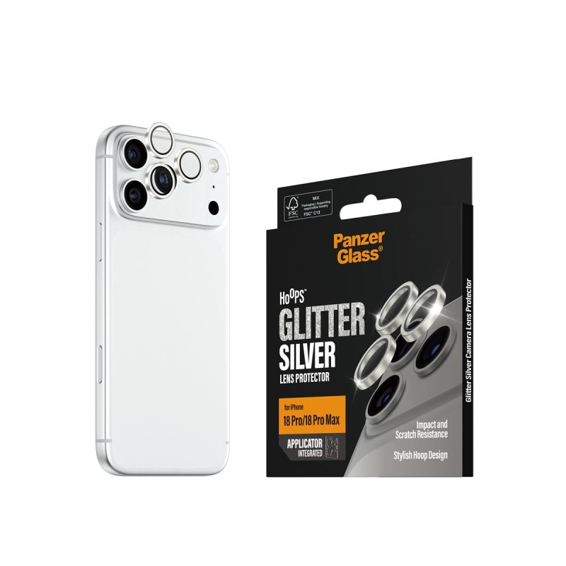 Протектор за камера PanzerGlass Hoops за iPhone 18 Pro/18 Pro Max - Glitter Silver