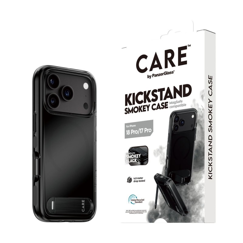 Кейс CARE by PanzerGlass за iPhone 18 Pro/17 Pro, Kickstand Smokey w. Black MagSafe