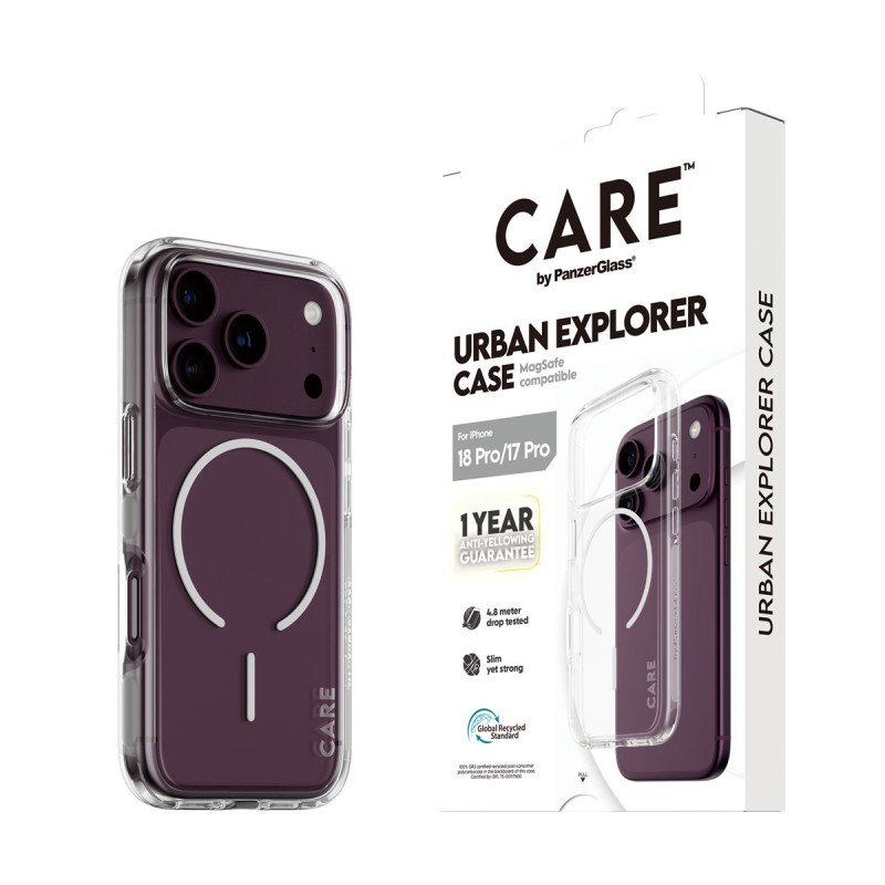 Кейс CARE by PanzerGlass за iPhone 18 Pro/17 Pro, Urban Explorer Transparent w. White MagSafe
