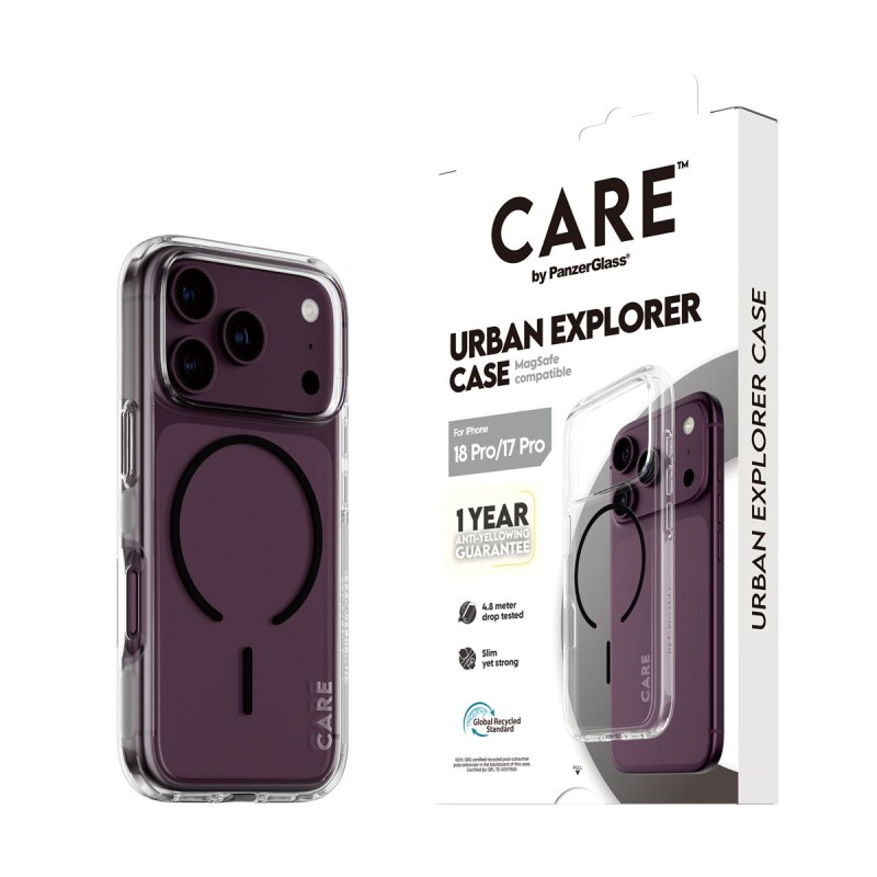 Кейс CARE by PanzerGlass за iPhone 18 Pro/17 Pro, Urban Explorer Transparent w. Black MagSafe