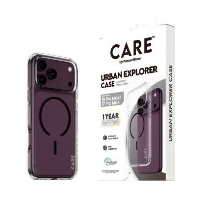 Калъф CARE by PanzerGlass за iPhone 18 Pro Max/17 Pro Max, Urban Explorer Transparent w. Black MagSafe