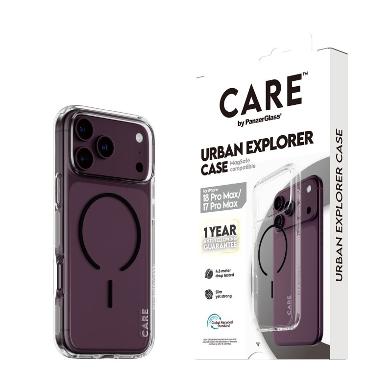 Кейс CARE by PanzerGlass за iPhone 18 Pro Max/17 Pro Max, Urban Explorer Transparent w. Black MagSafe