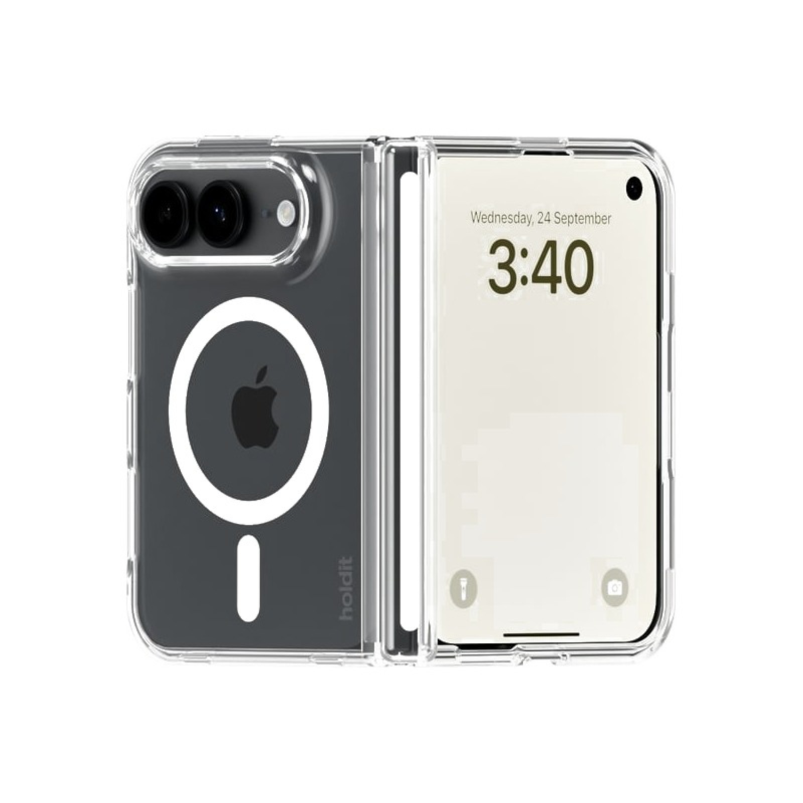 Калъф Holdit за iPhone Duo, Transparent Case MagSafe - Бял/Прозрачен - MagSafe калъфи за iPhone 18 | Phoneplay.bg