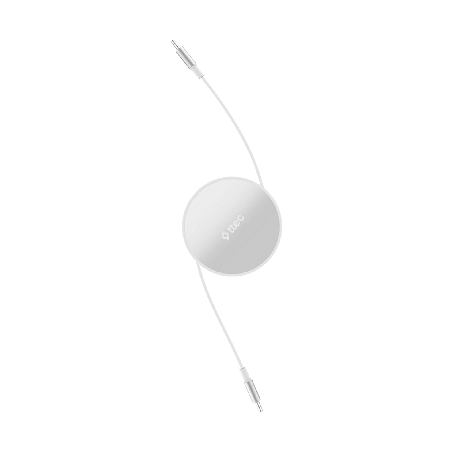 Data кабел ttec USB-C to USB-C Mini Retractable 100W PD/QC 120cm Fast Charge Cable, Lunar Shine - Бял - Data кабел и адаптери | Phoneplay.bg