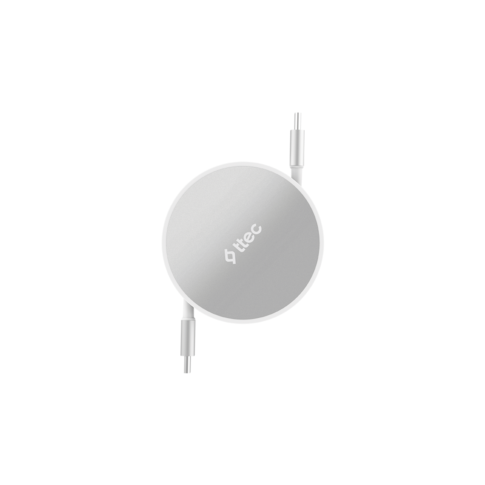 Data кабел ttec USB-C to USB-C Mini Retractable 100W PD/QC 120cm Fast Charge Cable, Lunar Shine - Бял - Data кабел и адаптери | Phoneplay.bg