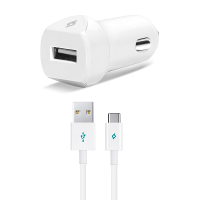 Зарядно за кола 12V SpeedCharger USB In-Car Charger, 2,1A, incl, Type C Cable - Бяло