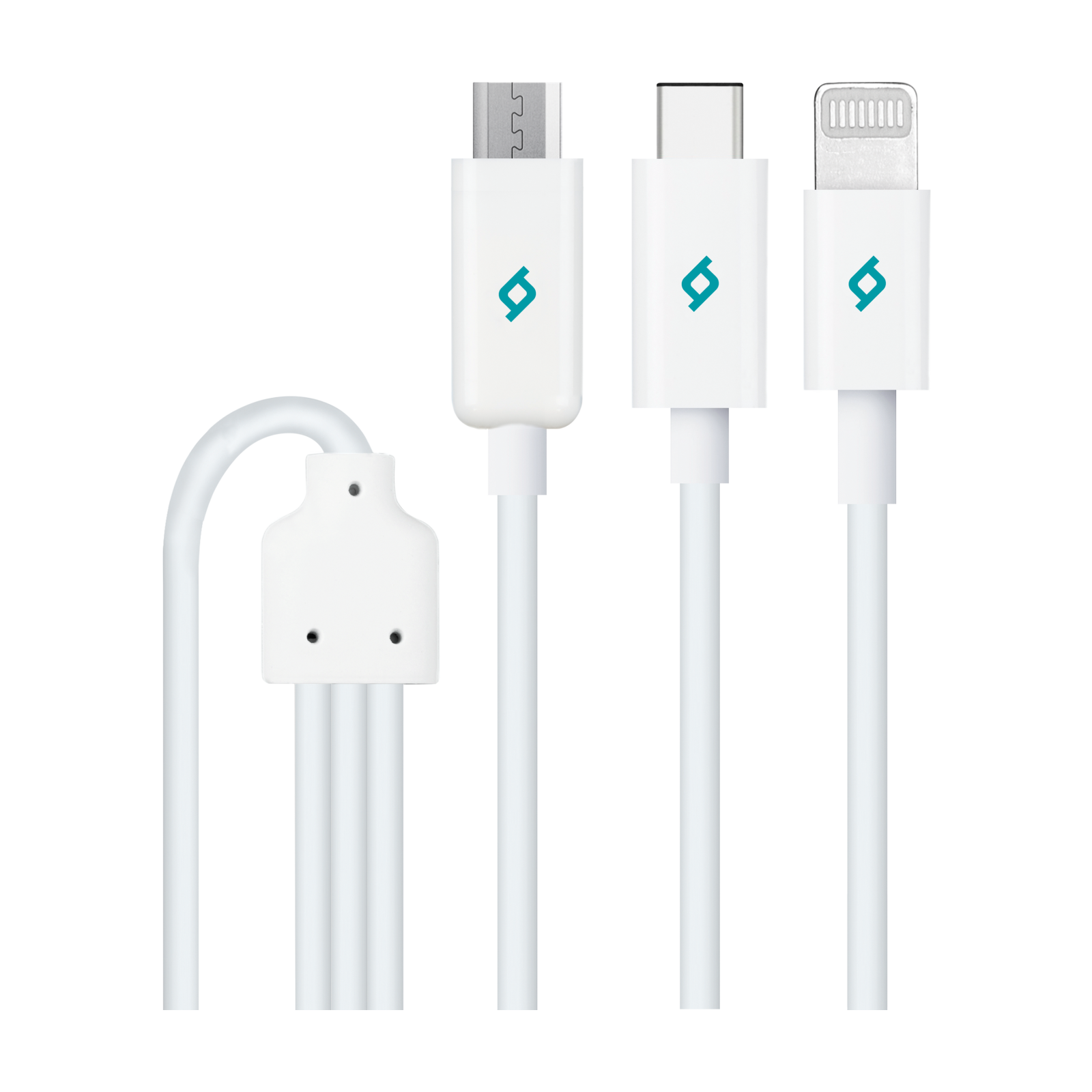 Кабел ttec Trio Charge / Data Mini Cable , Type-C , Lightning , Micro USB , 120cm - Бял