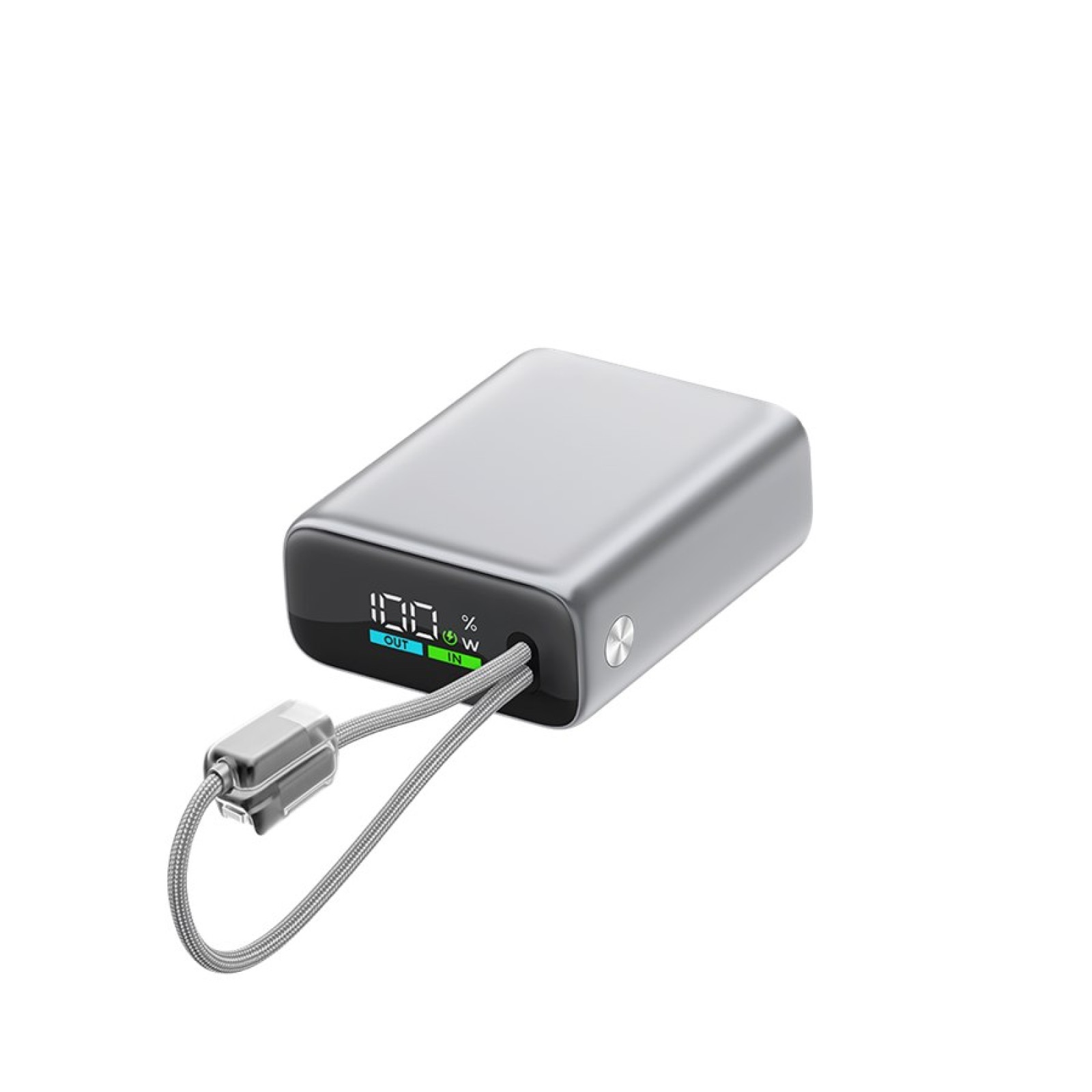 Външна батерия ttec ReCharger Pro Max TFT 20.000mAh PD 45W Powerbank with Built-in USB-C and Lightning Cable - Сребриста | Phoneplay.bg