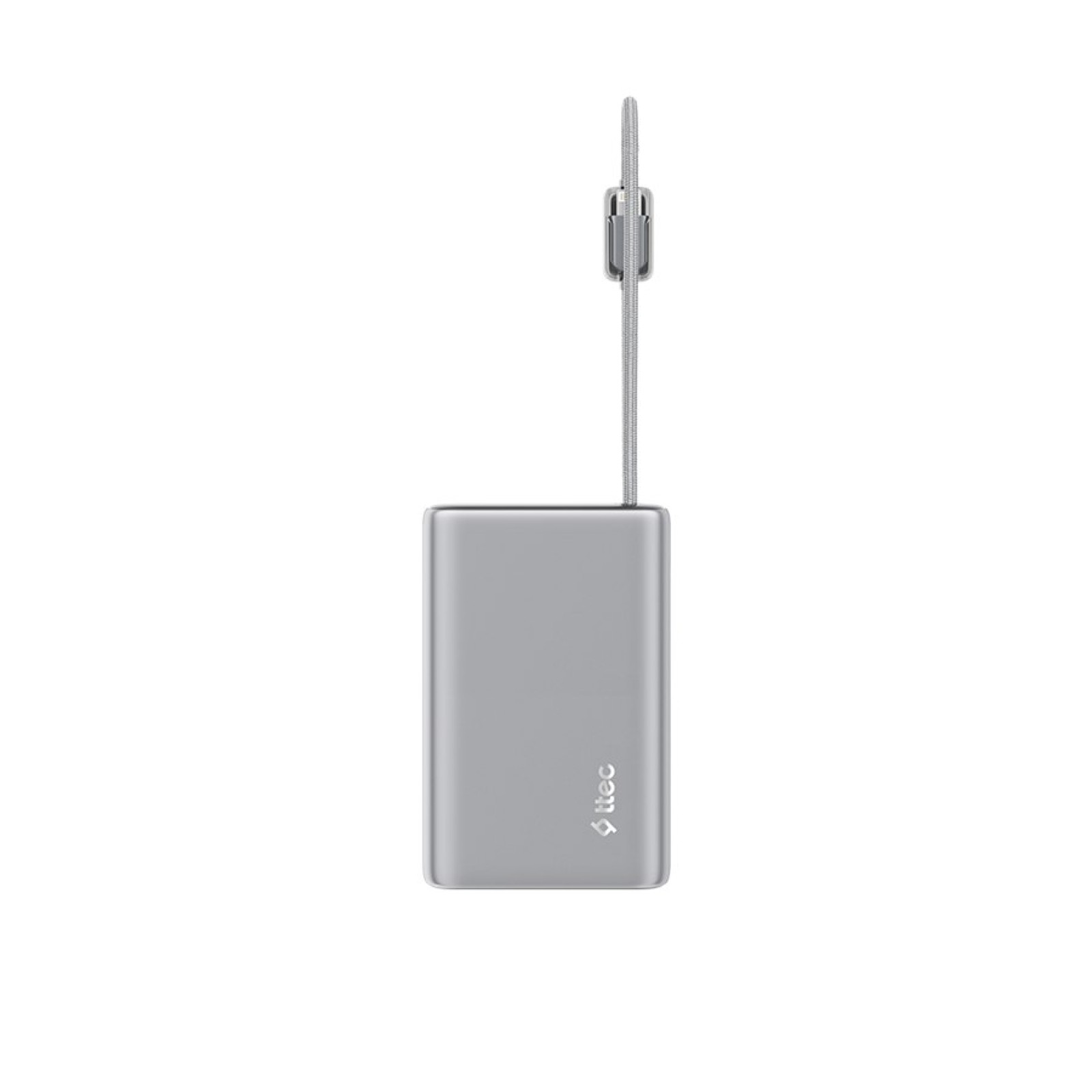 Външна батерия ttec ReCharger Pro Max TFT 20.000mAh PD 45W Powerbank with Built-in USB-C and Lightning Cable - Сребриста | Phoneplay.bg