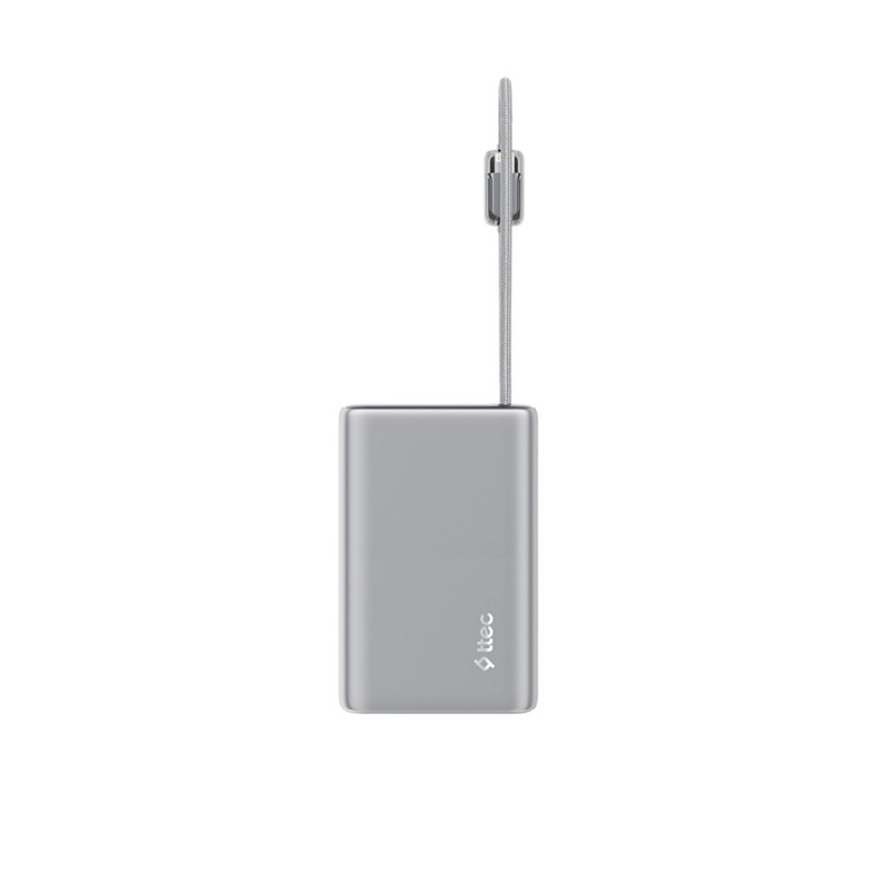 Външна батерия ttec ReCharger Pro Max TFT 20.000mAh PD 45W Powerbank with Built-in USB-C and Lightning Cable - Сребриста | Phoneplay.bg