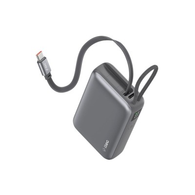 Портативна батерия ttec - ReCharger Pro LCD mAh, PD 20W, прибираем USB-C, Сиво