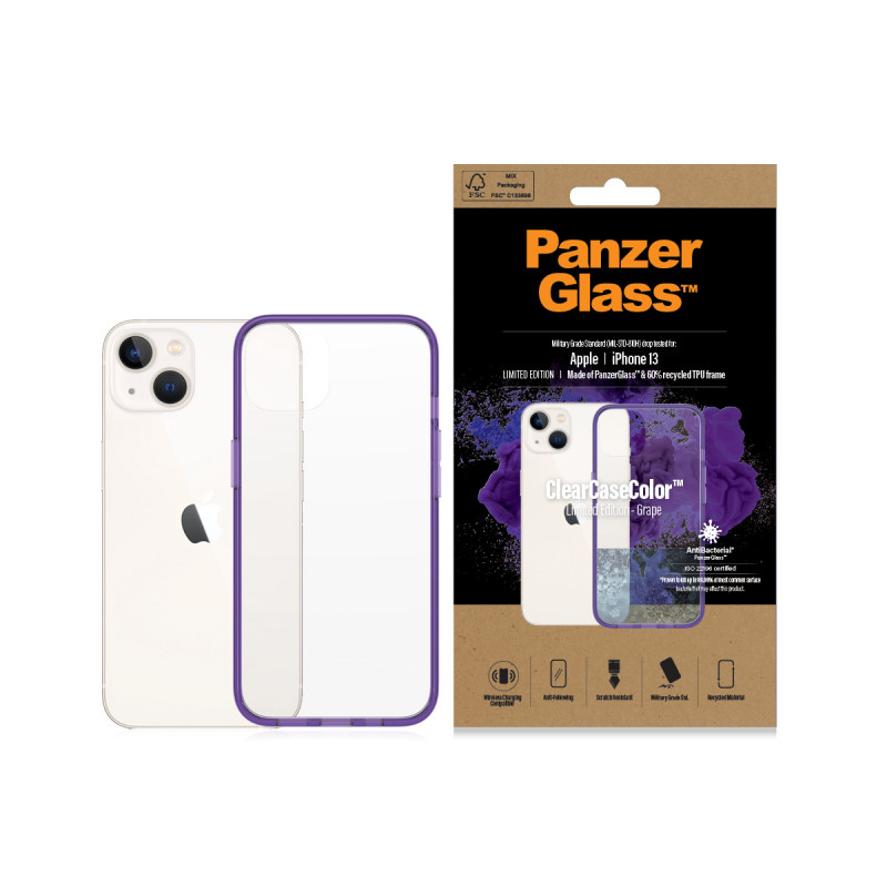 Гръб PanzerGlass за IPhone 13/14 , ClearCase - Лил...