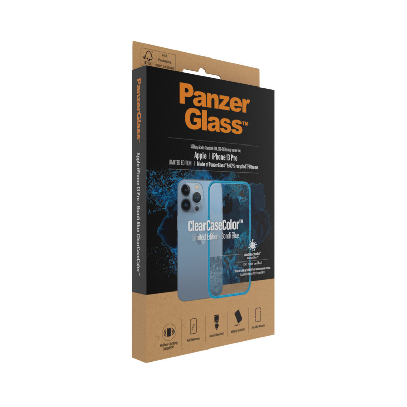 Гръб PanzerGlass за IPhone 13 Pro , ClearCase - Синя рамка