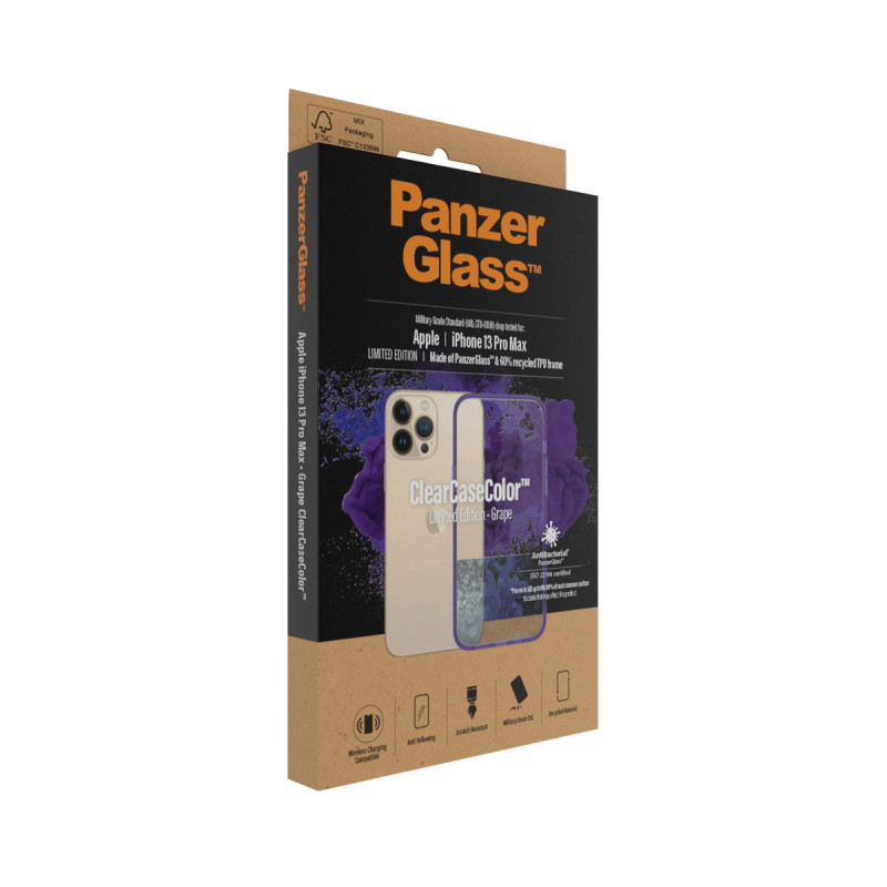 Гръб PanzerGlass за IPhone 13 Pro Max , ClearCase - Лилава рамка