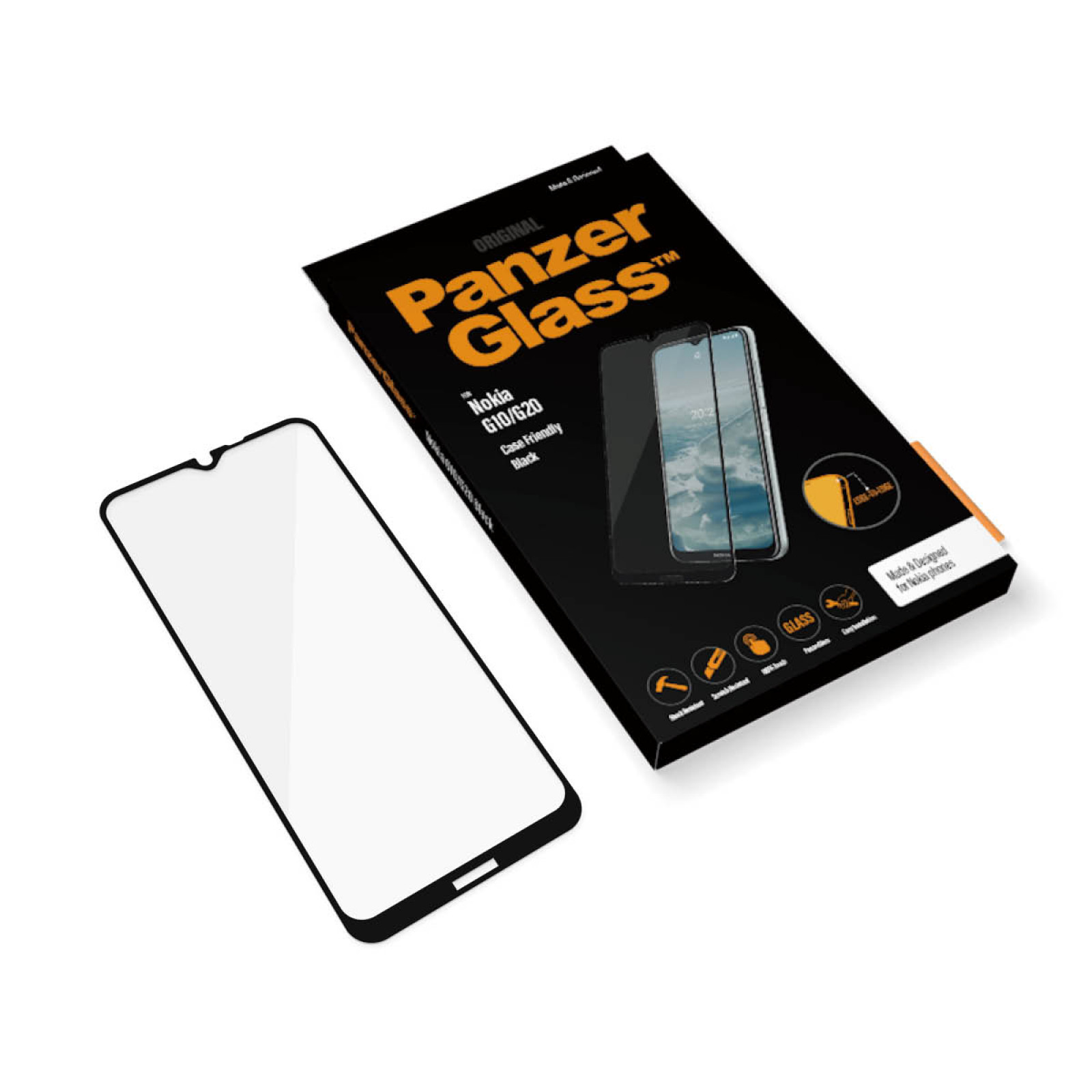 Стъклен протектор PanzerGlass за Nokia G10/G20 CaseFriendly - Черен